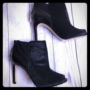 Ann Taylor Loft peep toe Calf hair booties